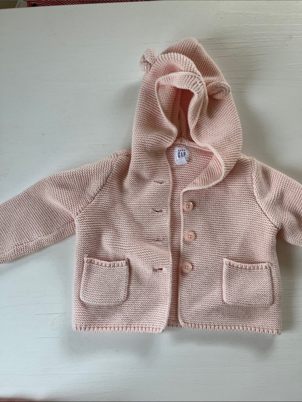 GAP Baby Hooded Knit Cardigan - Pale Pink
